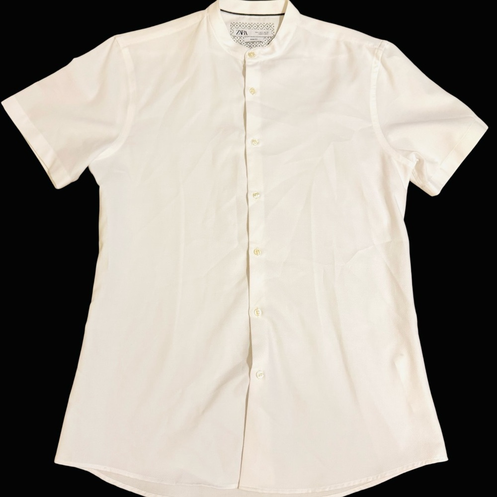 Zara Men's Crisp White Button-Down Shirt